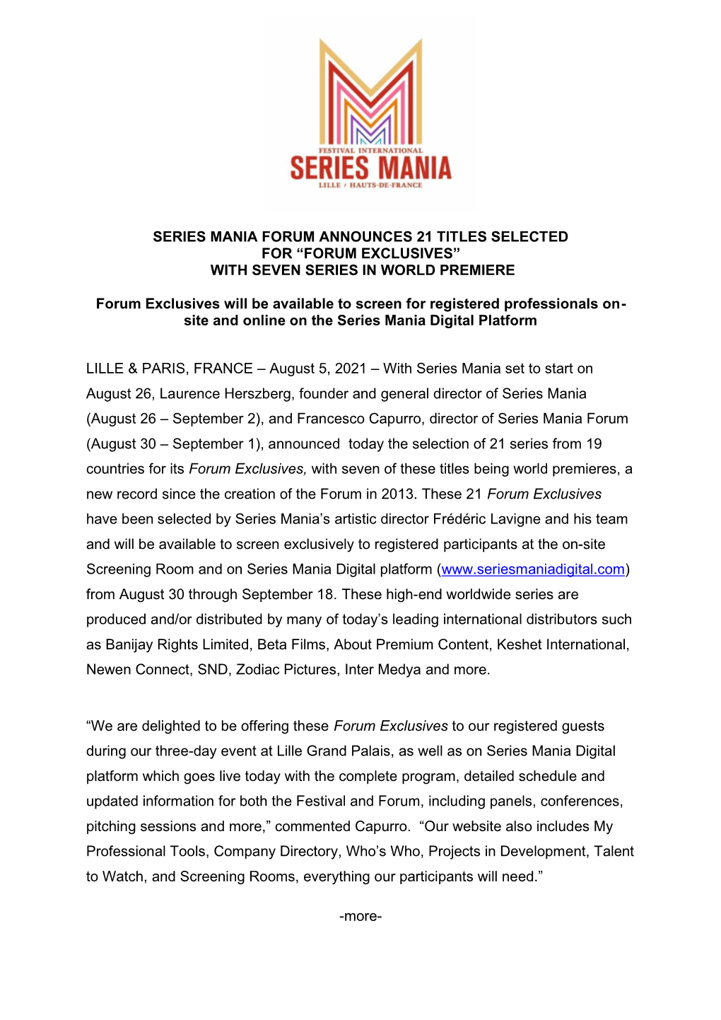 Series Mania Forum Announces 21 Titles Selected for “Forum Exclusives” with Seven Series in World Premiere