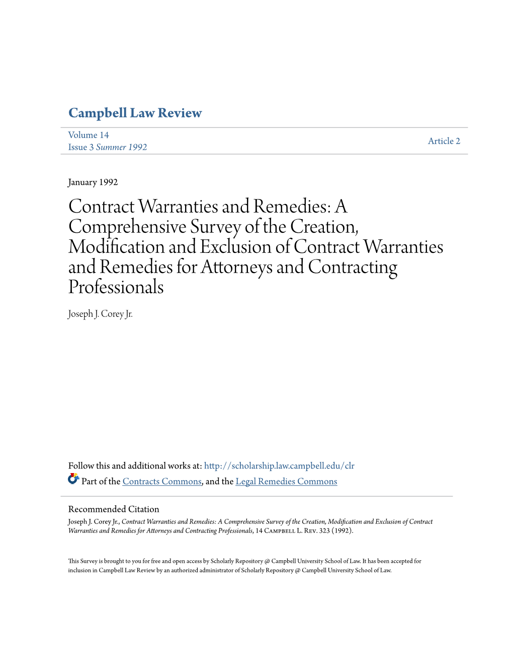 Contract Warranties and Remedies