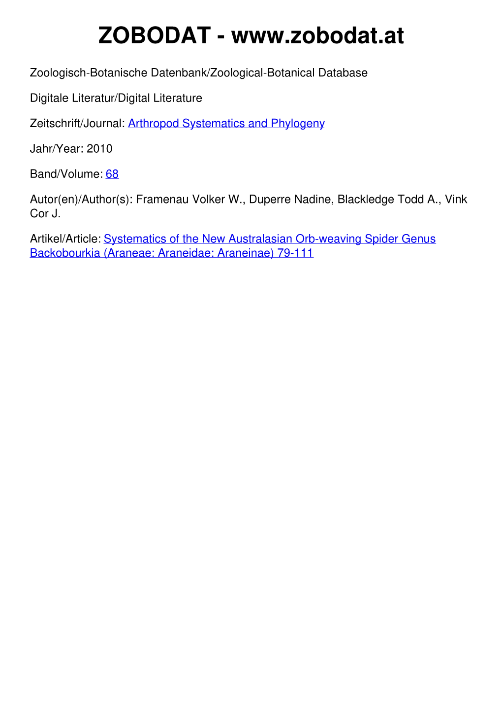 Araneae: Araneidae: Araneinae) 79-111 Arthropod Systematics & Phylogeny 79