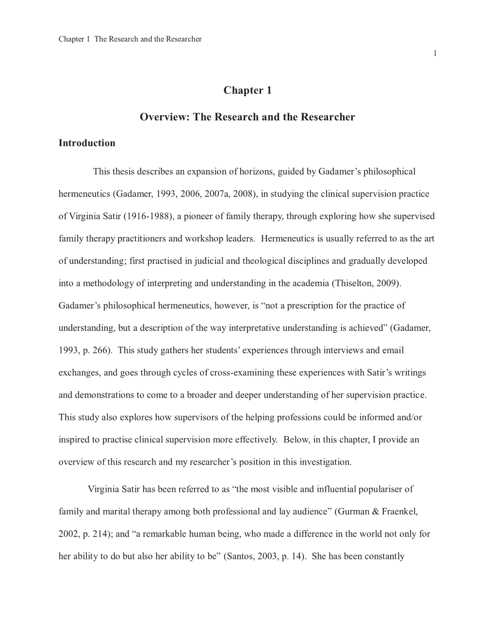 Chapter 1 Overview: the Research and the Researcher