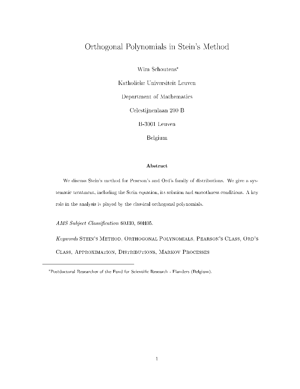 Orthogonal Polynomials in Stein's Method