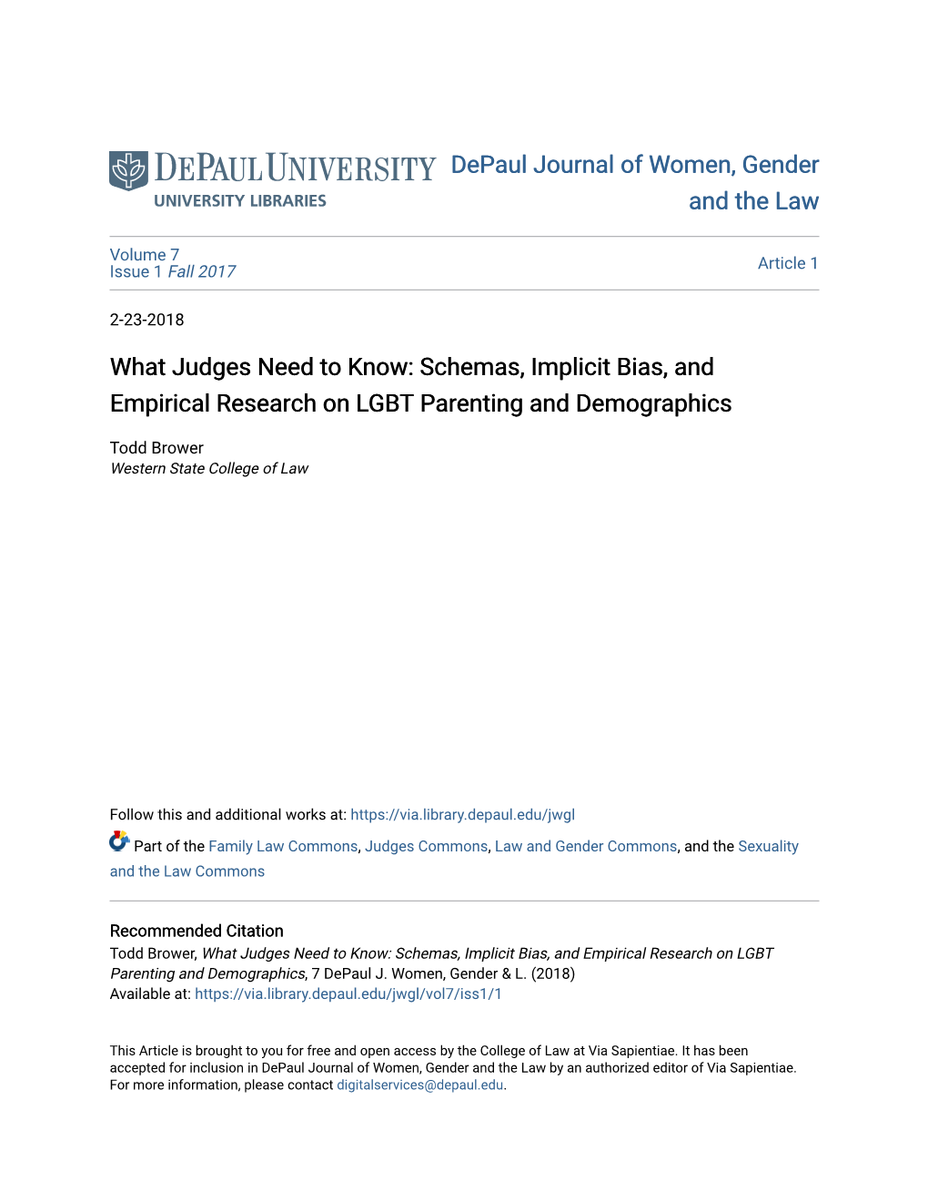 What Judges Need to Know: Schemas, Implicit Bias, and Empirical Research on LGBT Parenting and Demographics