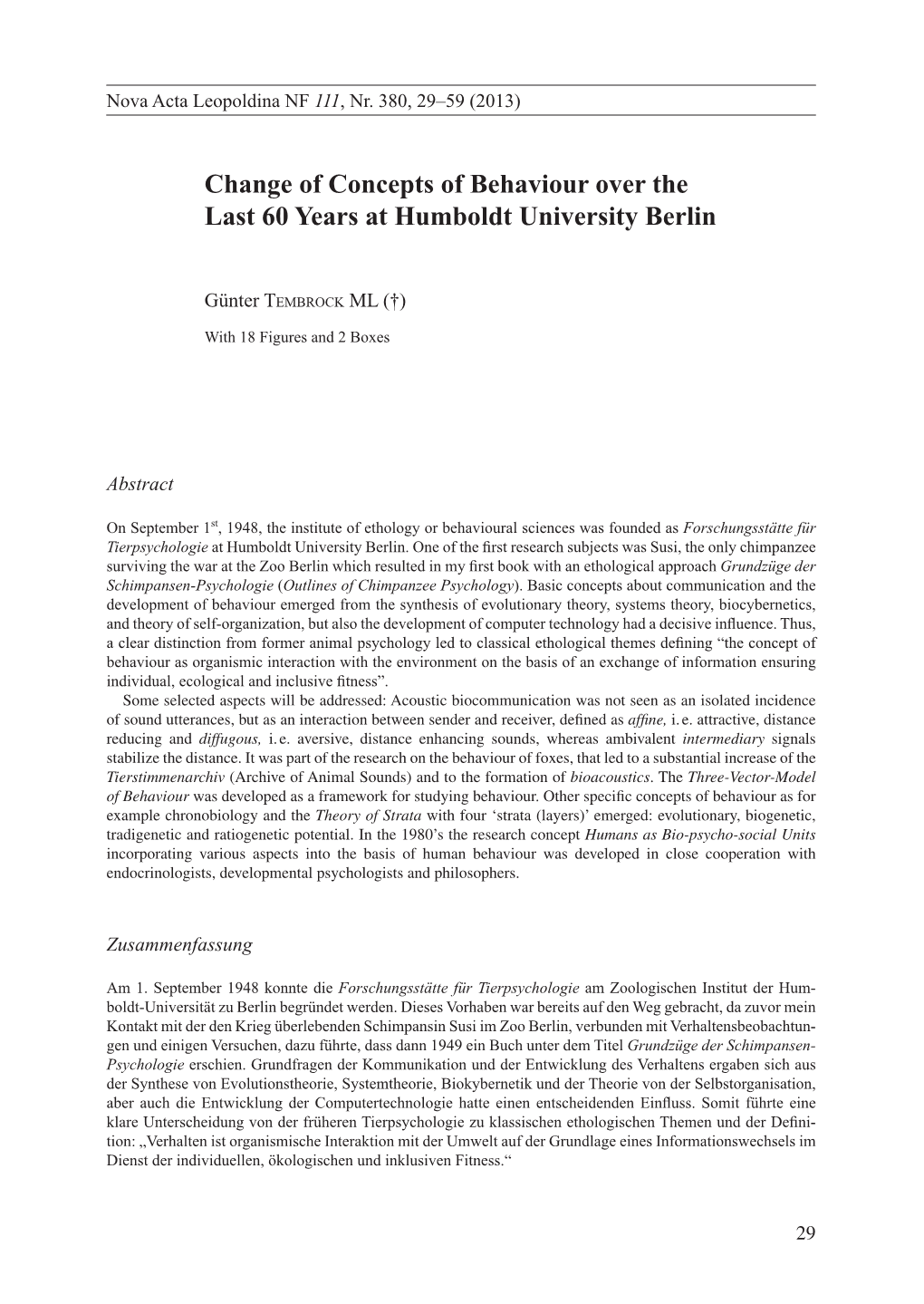 Change of Concepts of Behaviour Over the Last 60 Years at Humboldt University Berlin