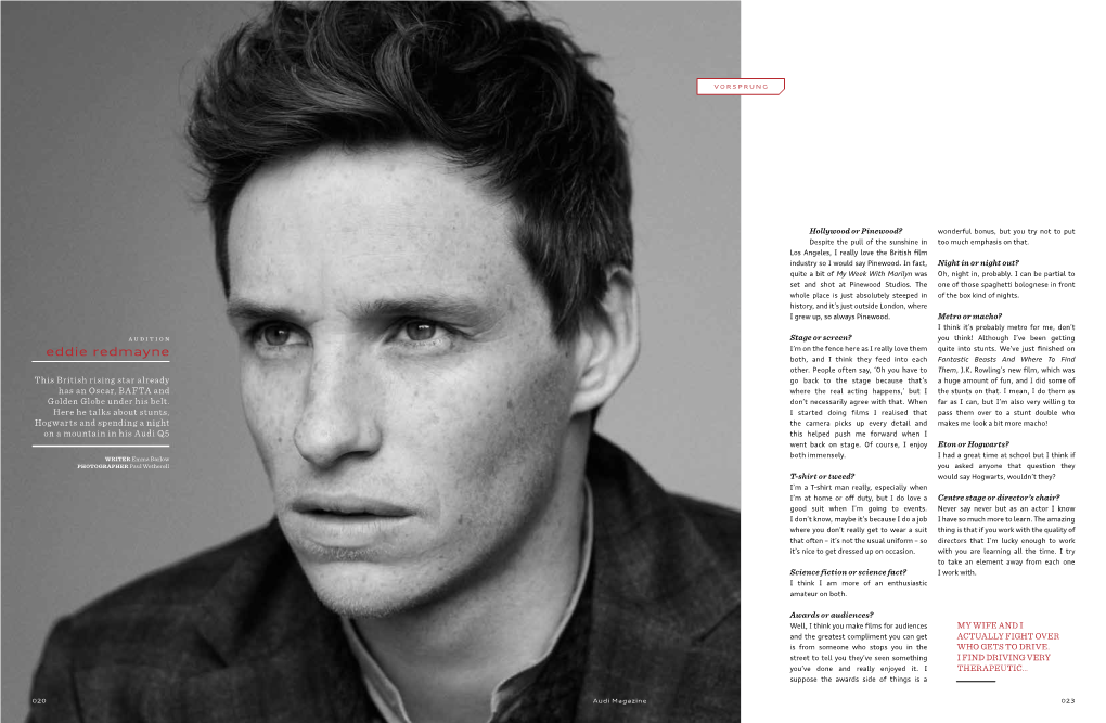 Eddie Redmayne I’M on the Fence Here As I Really Love Them Quite Into Stunts