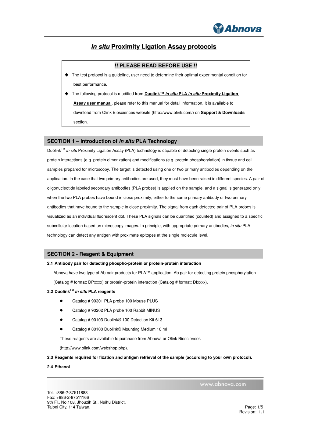 In Situ Proximity Ligation Assay Protocols