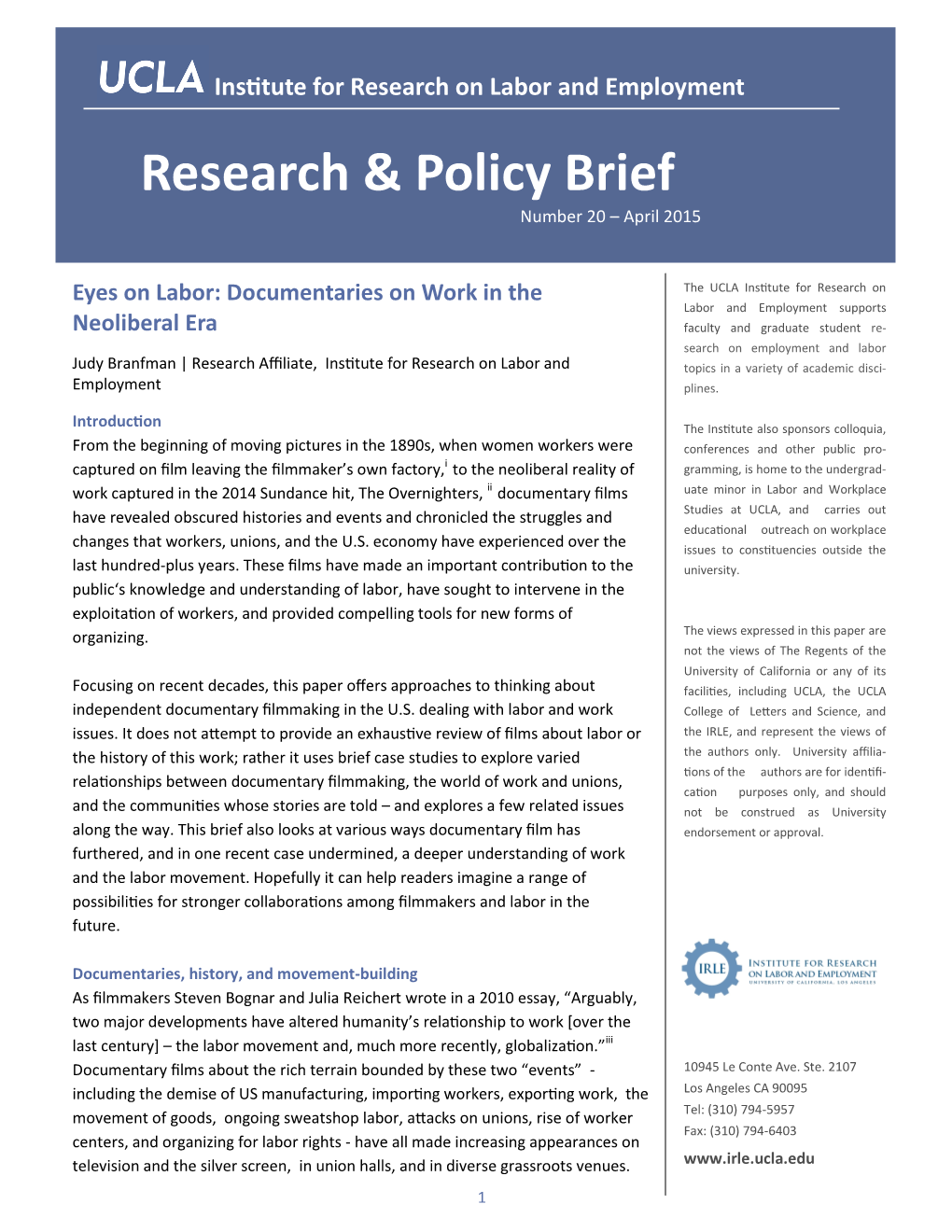 Research & Policy Brief