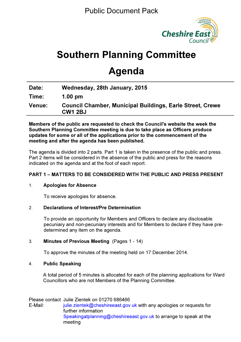 (Public Pack)Agenda Document for Southern Planning Committee, 28