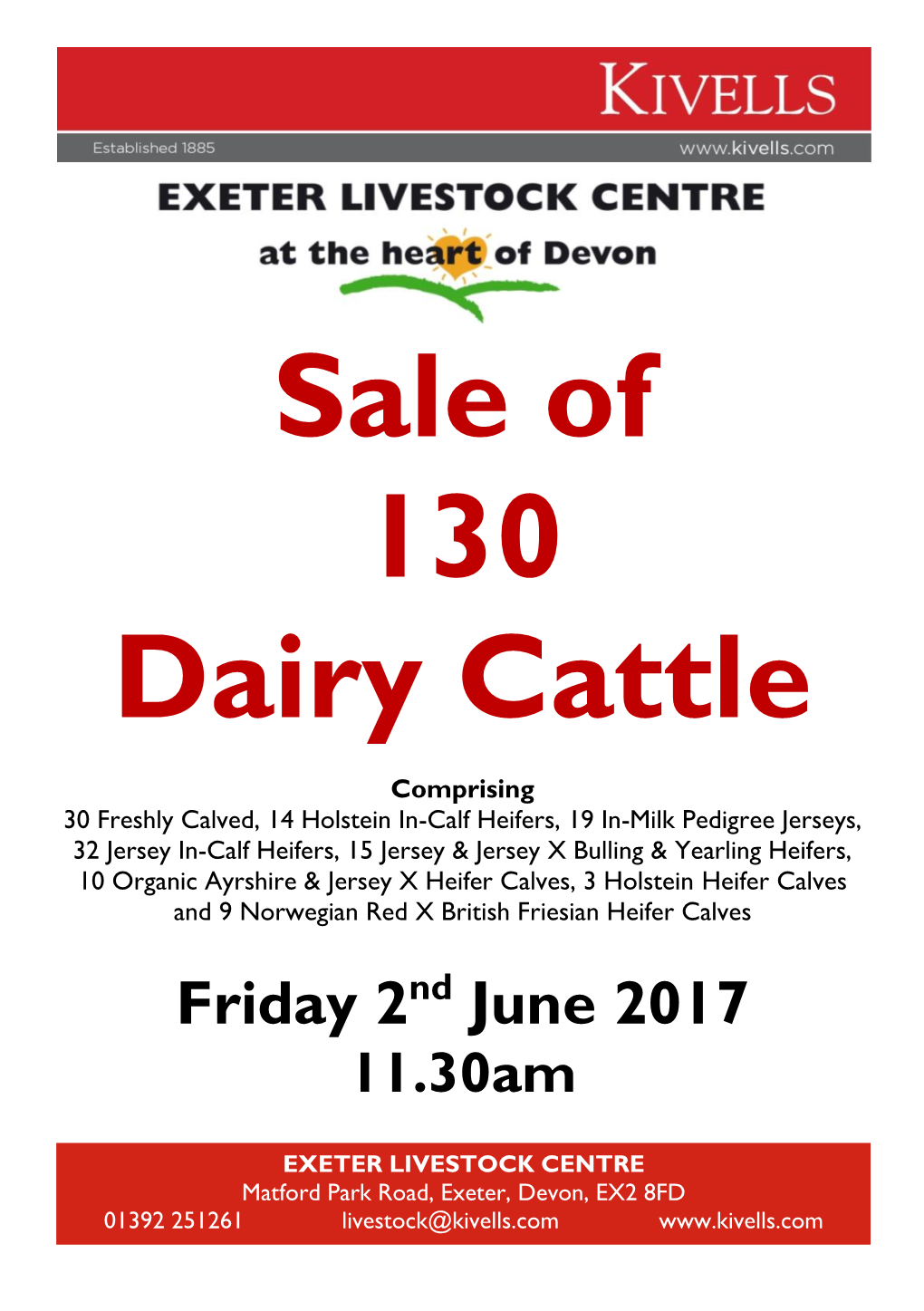 Sale of 130 Dairy Cattle