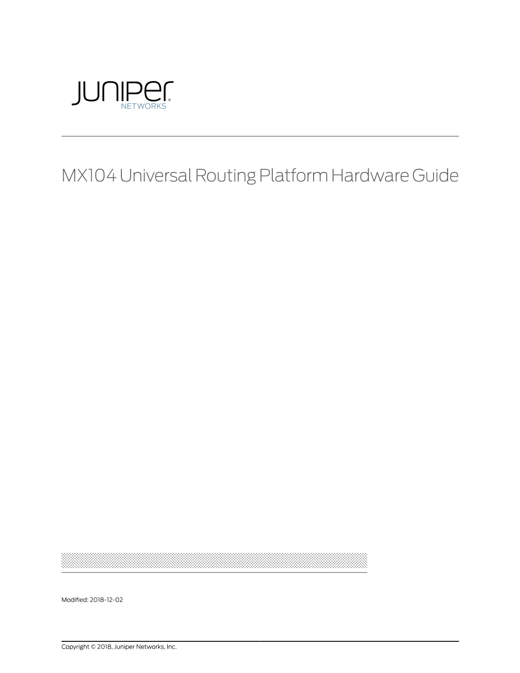 MX104 Universal Routing Platform Hardware Guide