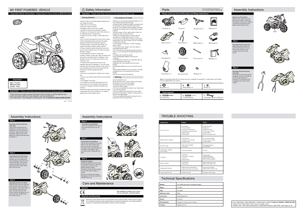 Safety Information Parts Assembly Instructions Assembly Instructions