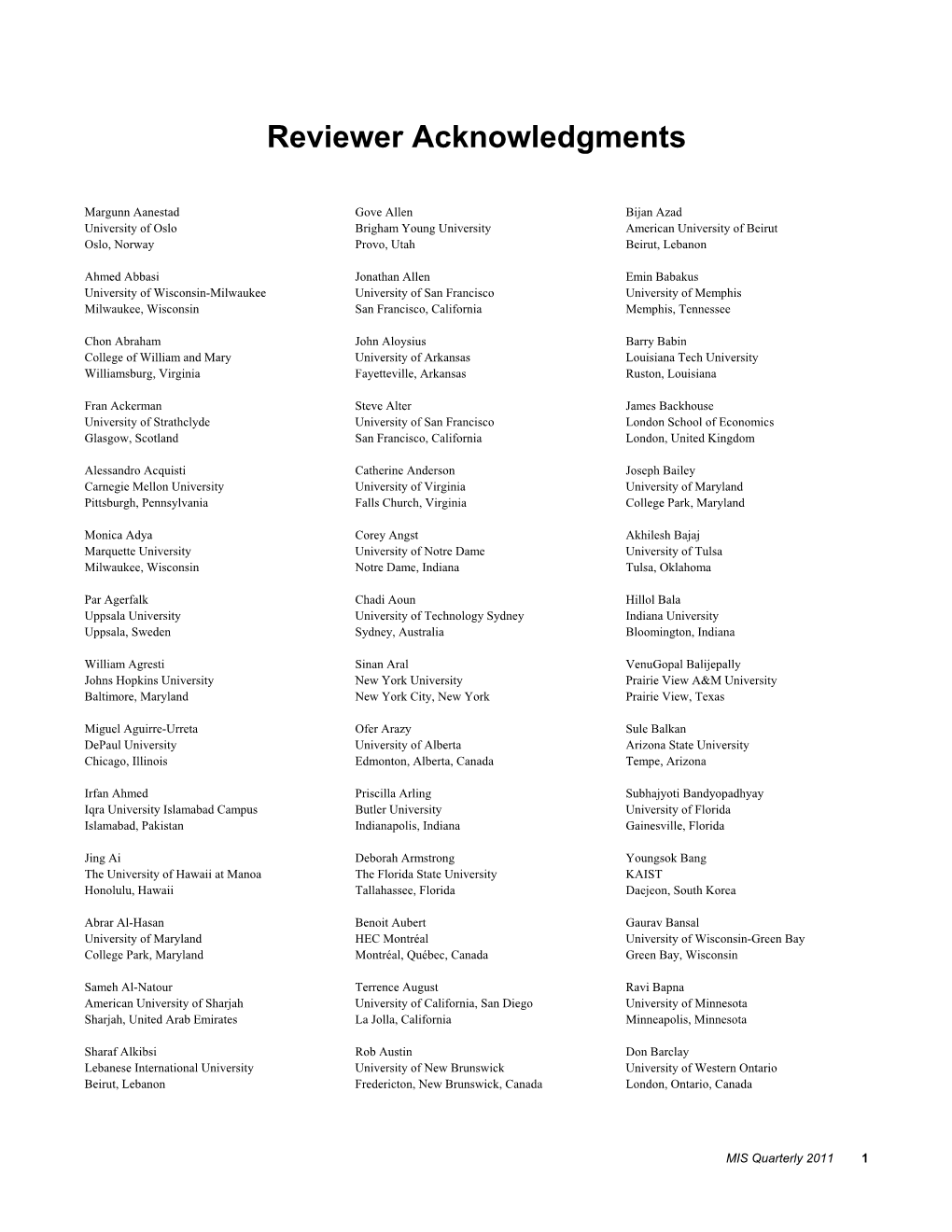 Reviewer Acknowledgments