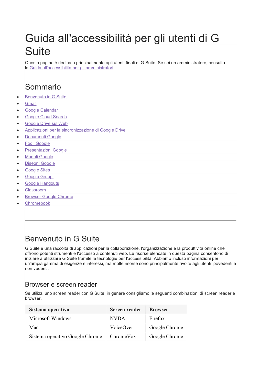 Guida All'accessibilità Per Gli Utenti Di G Suite Questa Pagina È Dedicata Principalmente Agli Utenti Finali Di G Suite