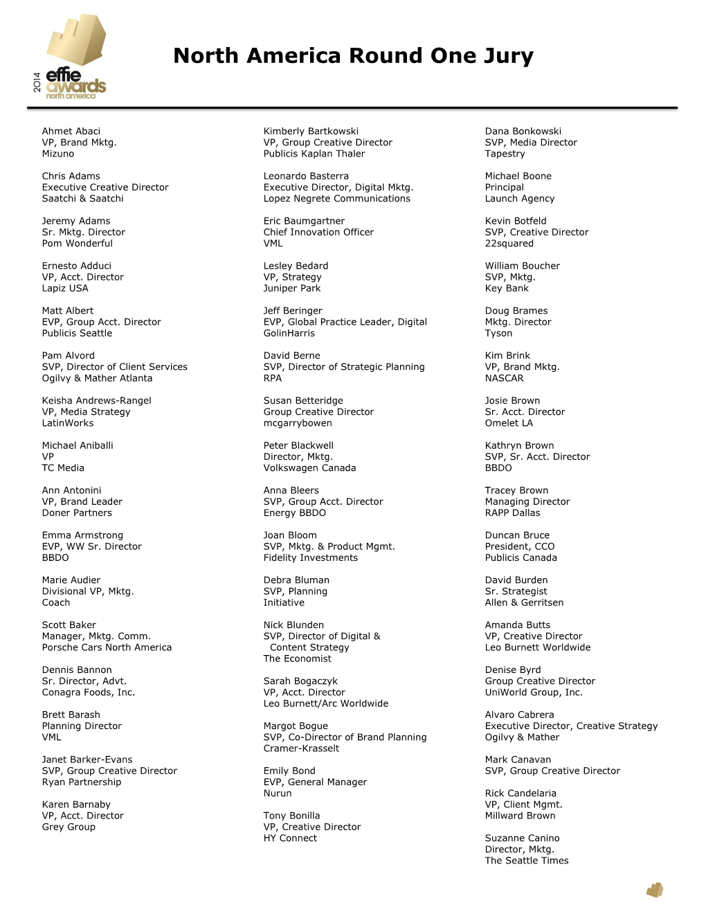 North America Round One Jury