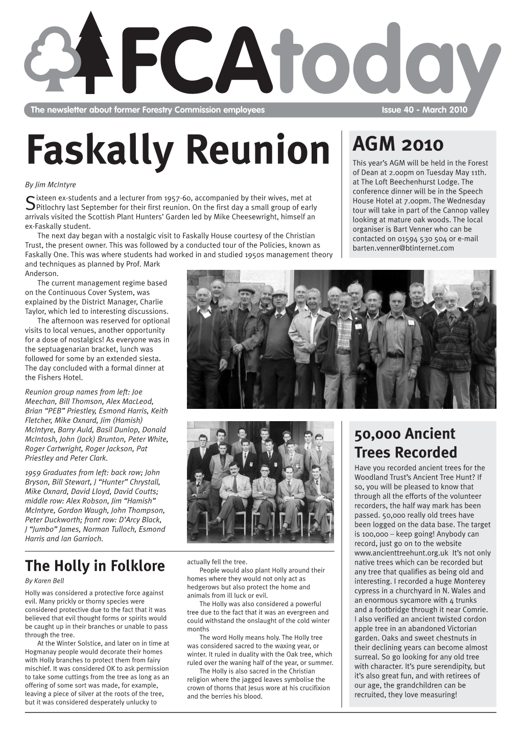 Faskally Reunion This Year’S AGM Will Be Held in the Forest of Dean at 2.00Pm on Tuesday May 11Th