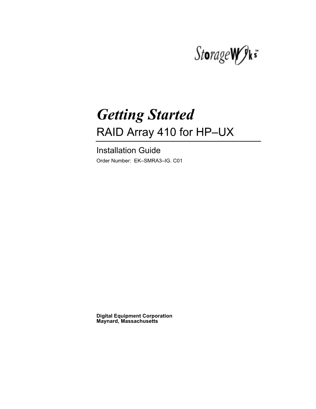 Storageworks Getting Started Raid Array 410 for HP-UX Ins