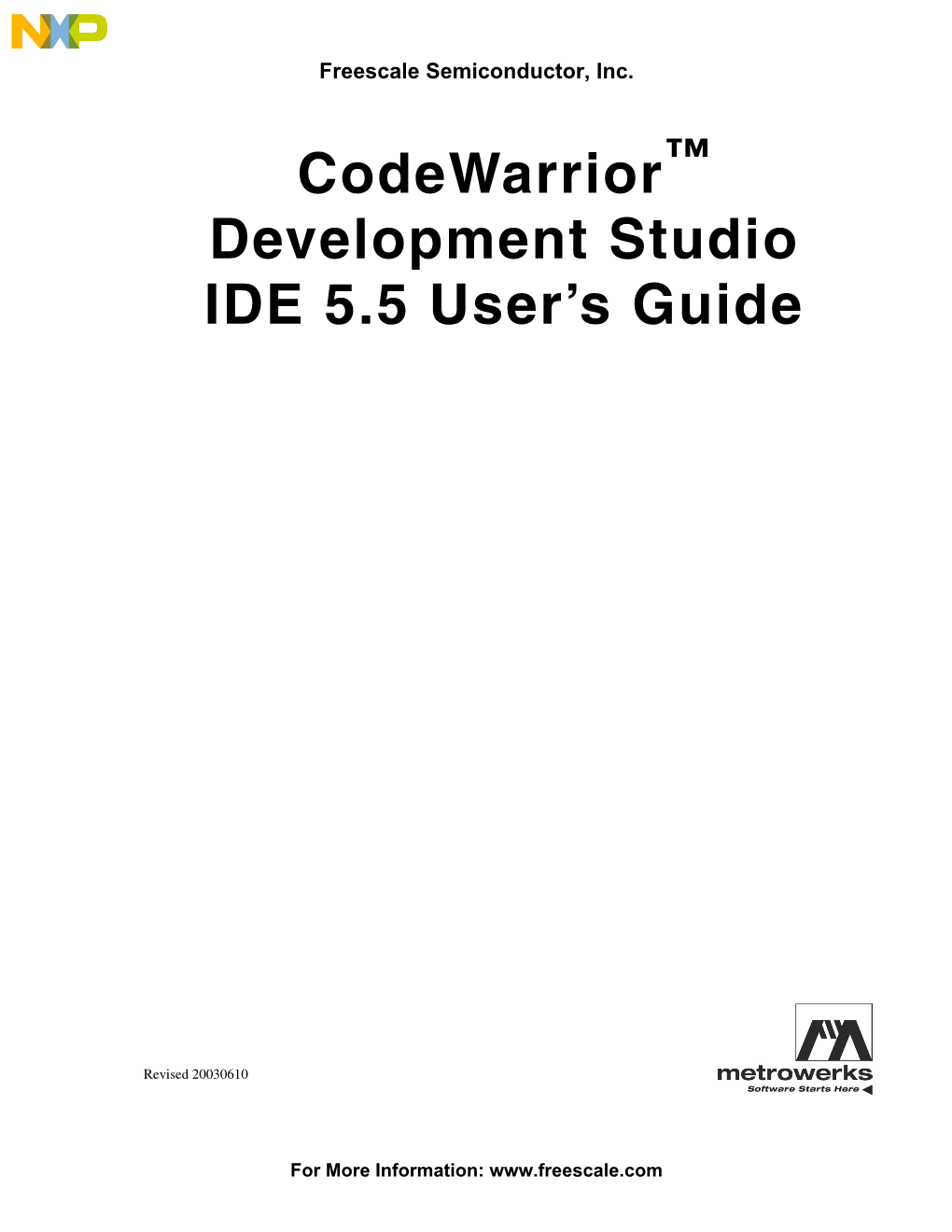 Codewarrior Development Studio IDE 5.5 User's Guide