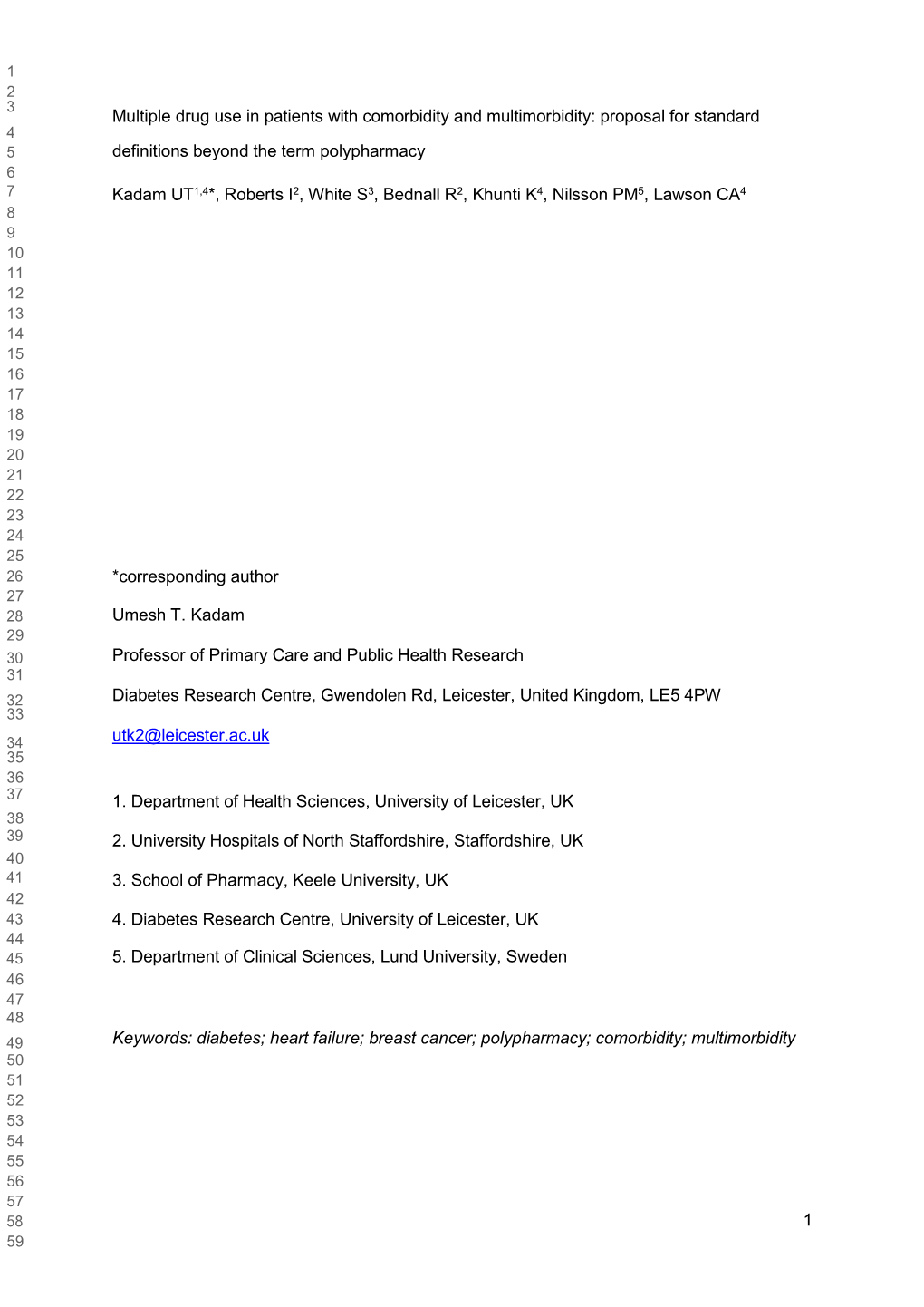 Multiple Drug Use in Patients with Comorbidity and Multimorbidity