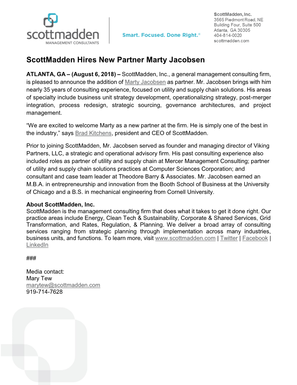 Scottmadden Hires New Partner Marty Jacobsen