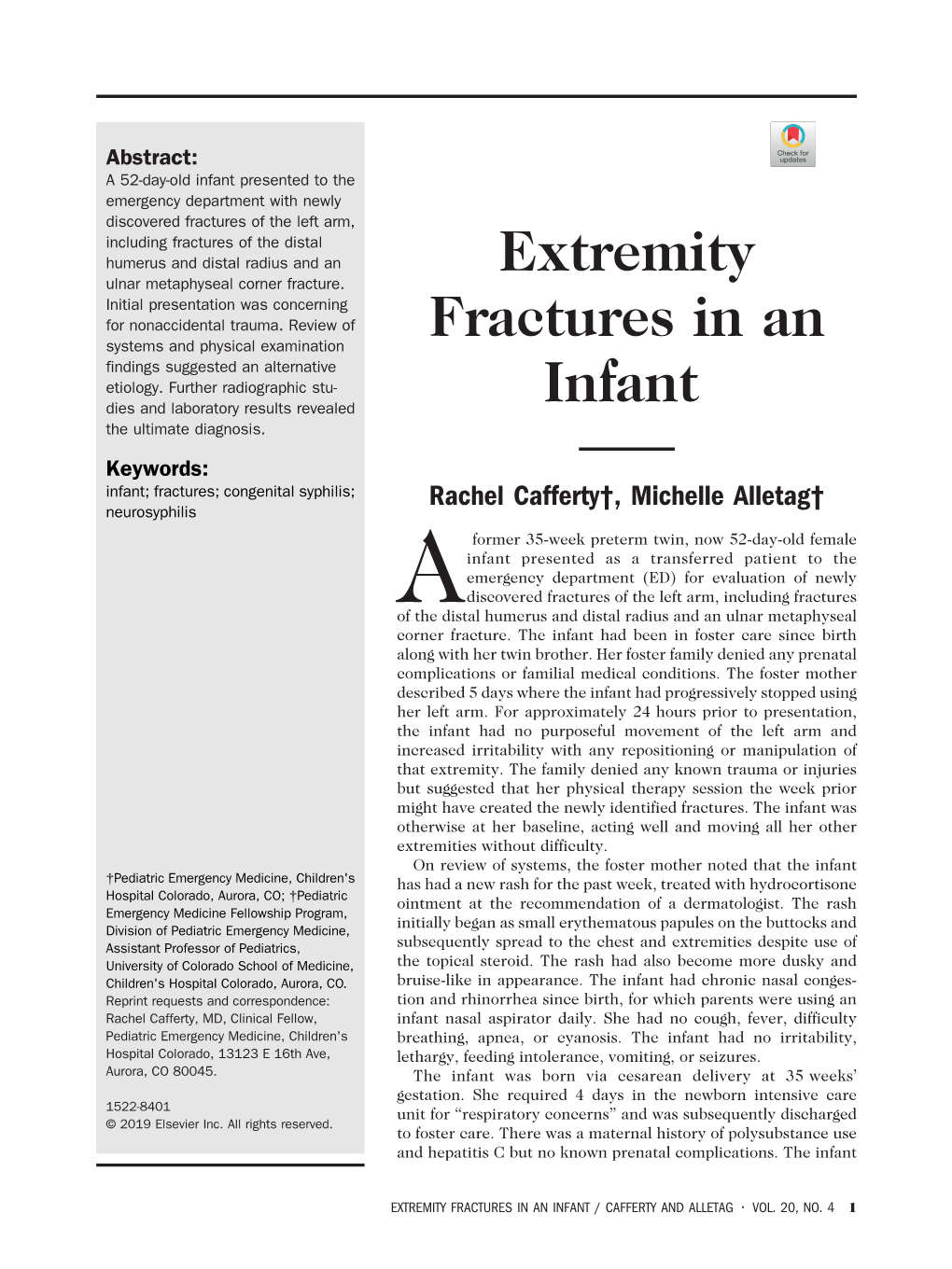 Extremity Fractures in an Infant / Cafferty and Alletag • Vol