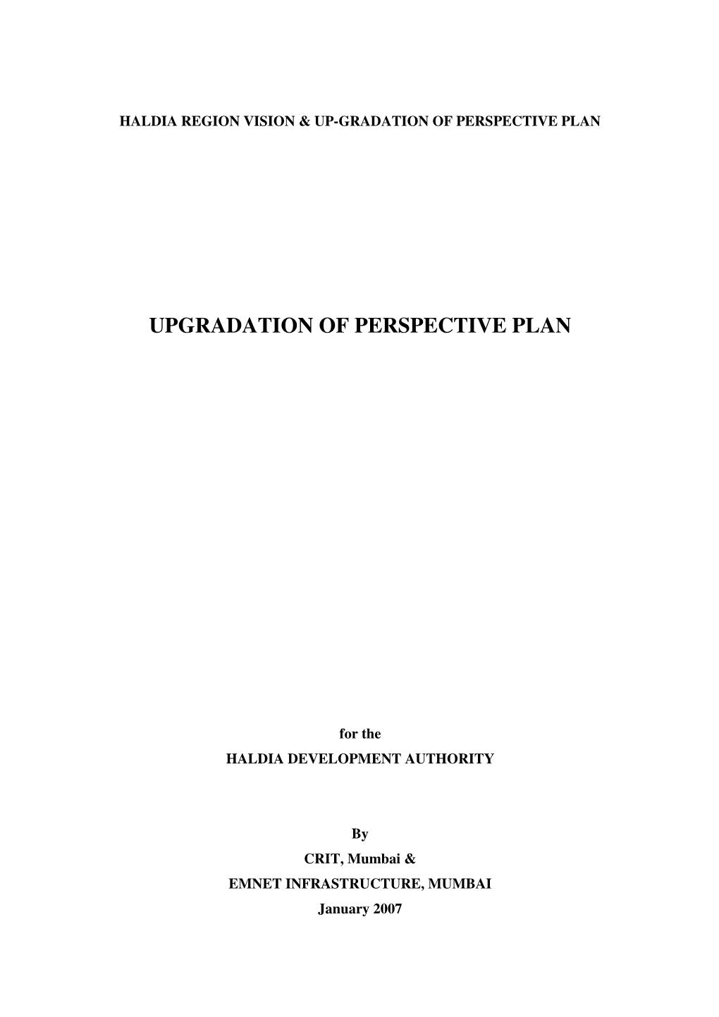 Upgradation of Perspective Plan