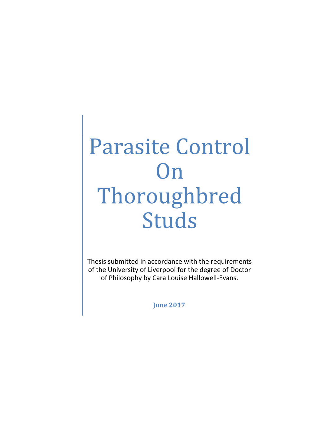 Parasite Control on Thoroughbred Studs