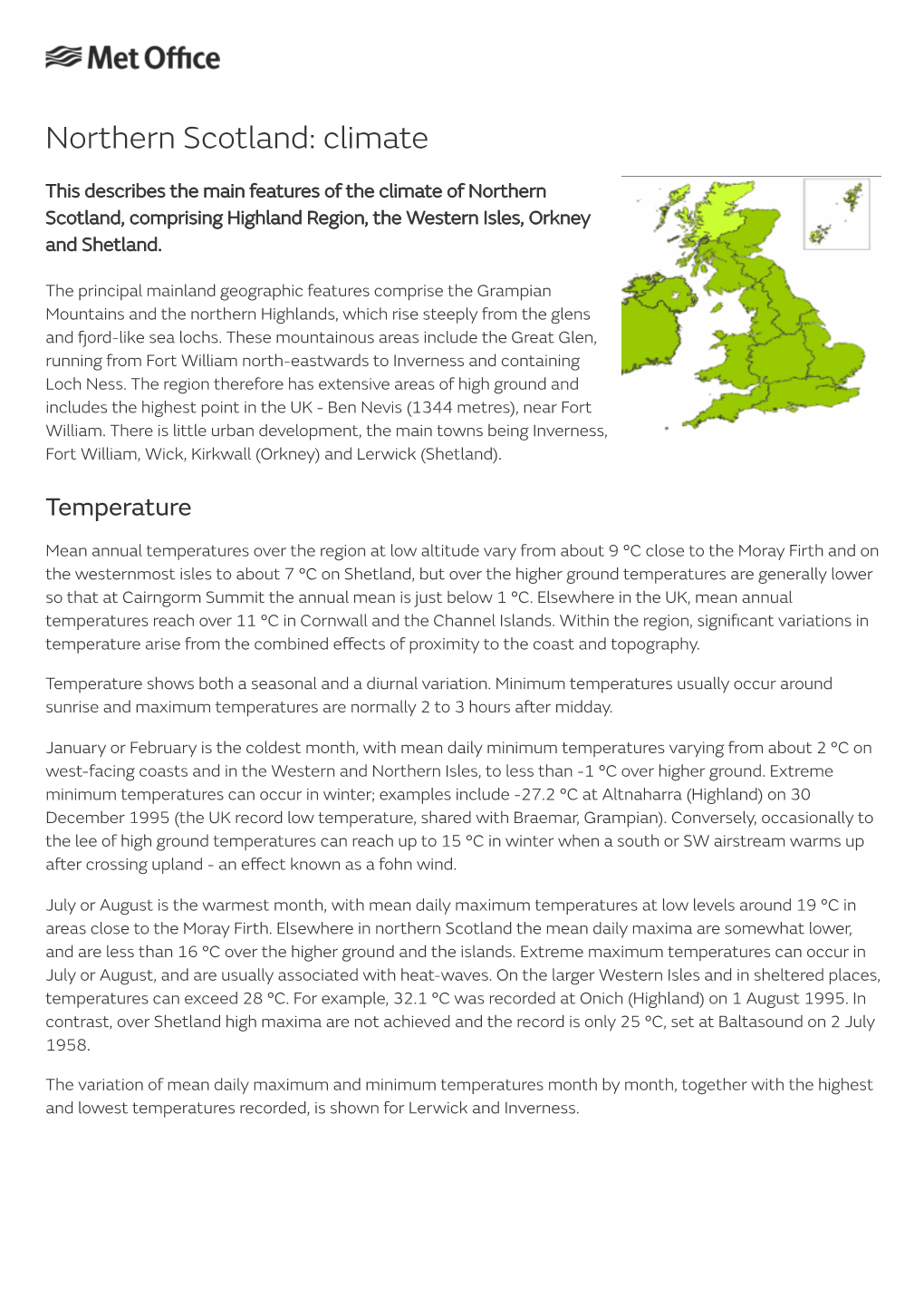 Northern Scotland: Climate