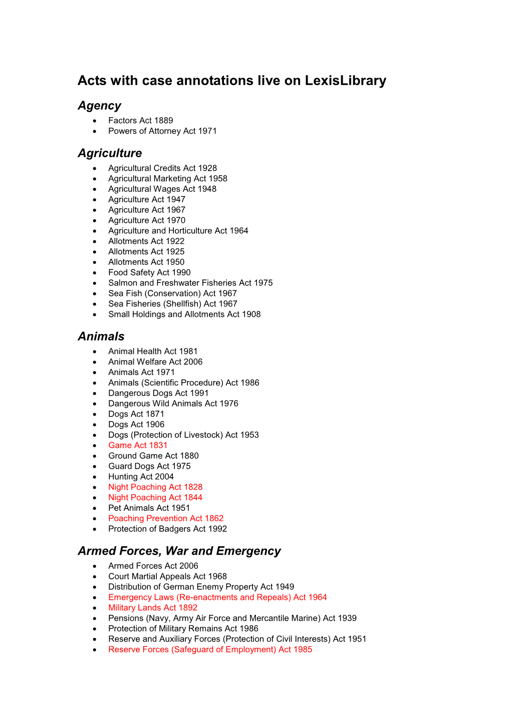 Acts with Case Annotations Live on Lexislibrary Agency • Factors Act 1889 • Powers of Attorney Act 1971