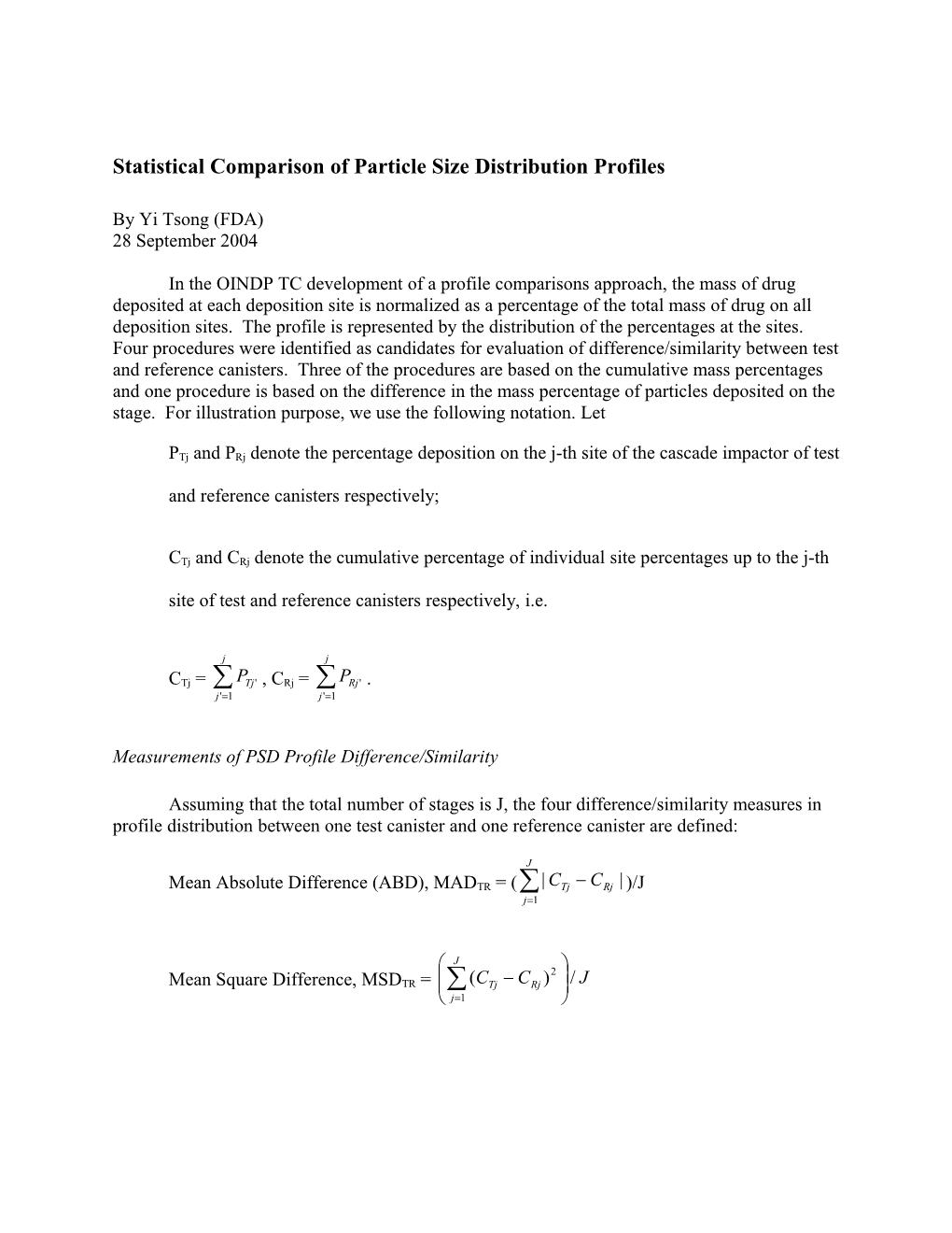 Statistical Comparison of Particle Size Distribution Profiles