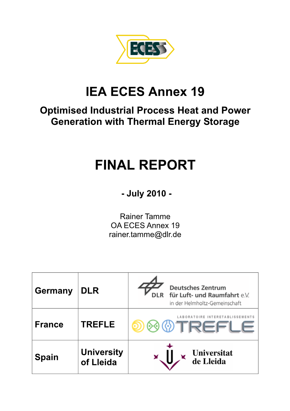 IEA ECES Annex 19 FINAL REPORT Page 1 of 87