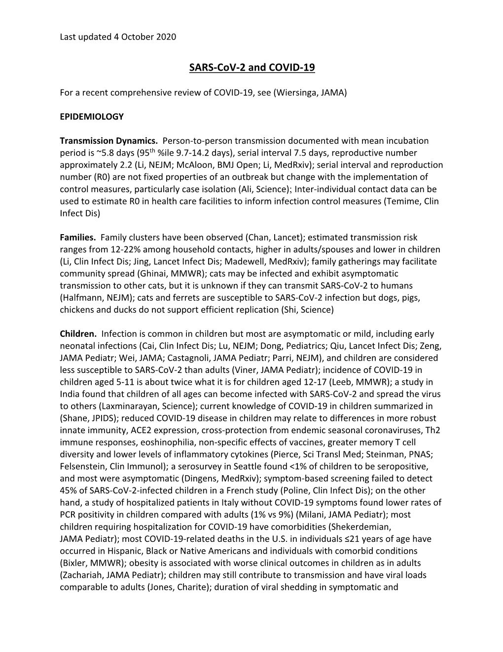 SARS-Cov-2 and COVID-19