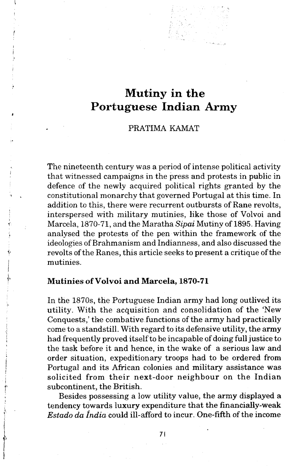 Mutiny in the Portuguese Indian Army