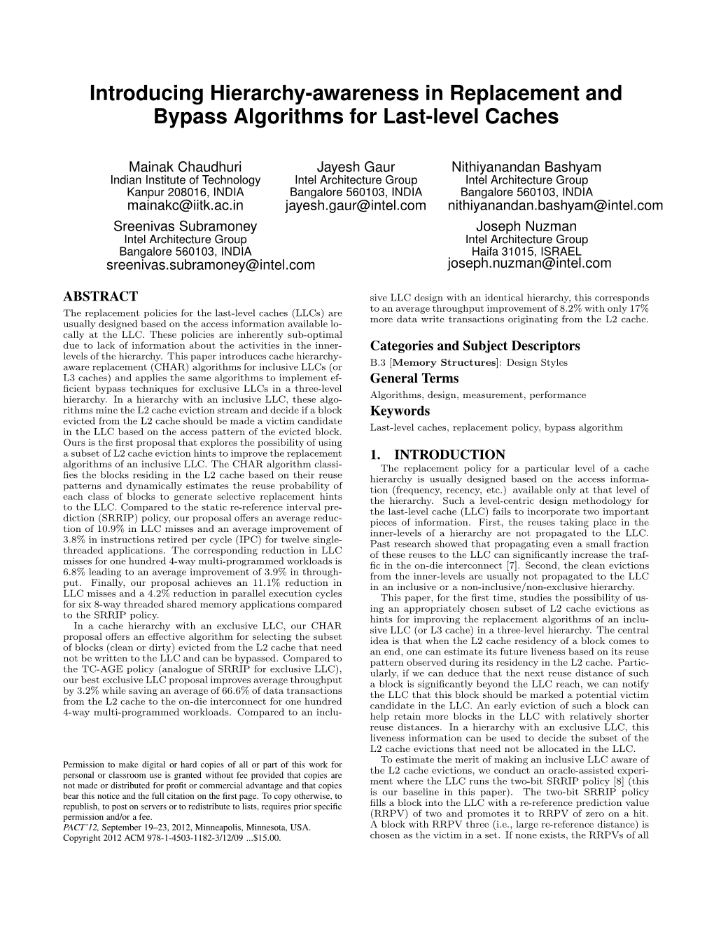 Introducing Hierarchy-Awareness in Replacement and Bypass Algorithms for Last-Level Caches