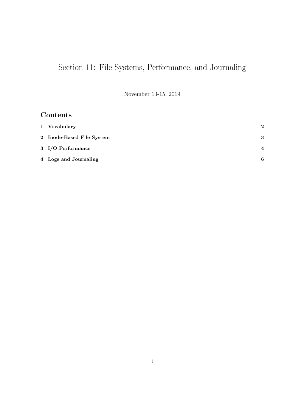 Section 11: File Systems, Performance, and Journaling