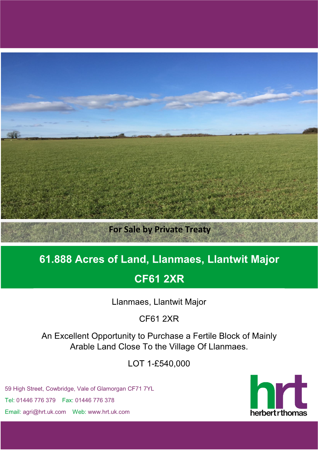 61.888 Acres of Land, Llanmaes, Llantwit Major CF61 2XR