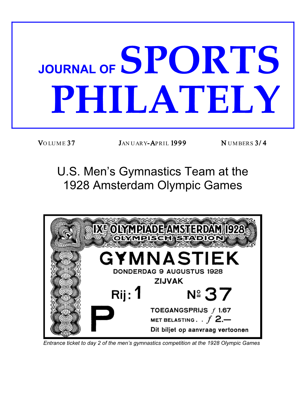 JOURNAL of SPORTS U.S. Men's Gymnastics Team at the 1928