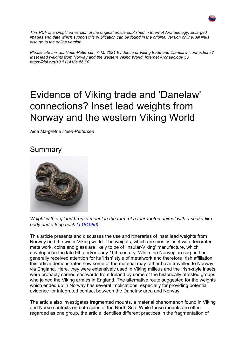 Inset Lead Weights from Norway and the Western Viking World, Internet Archaeology 56