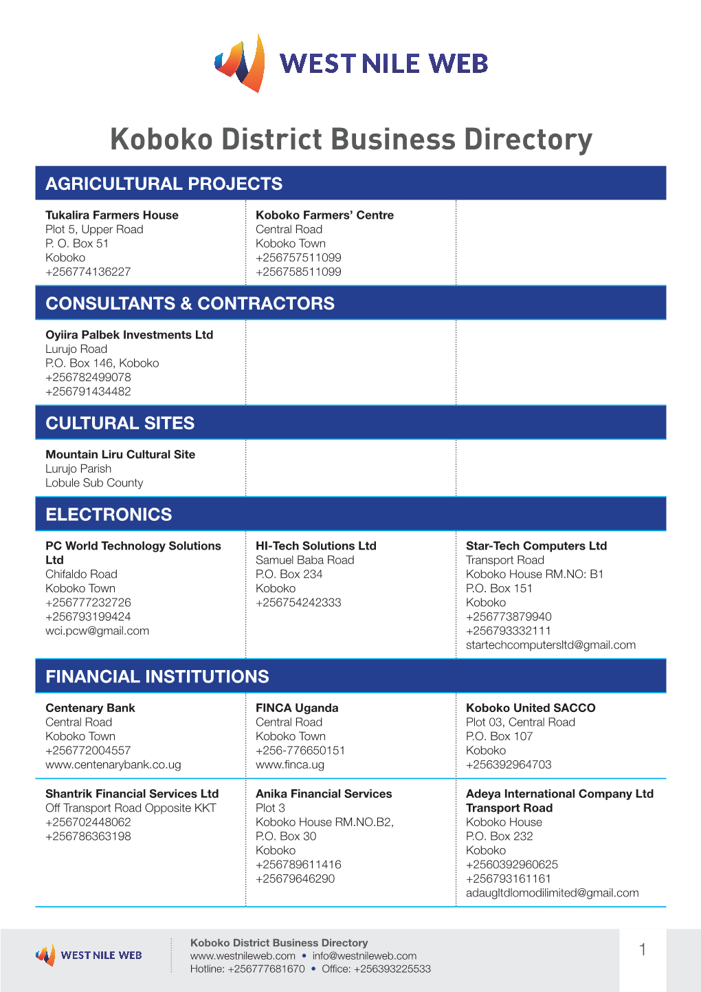 Koboko District Business Directory