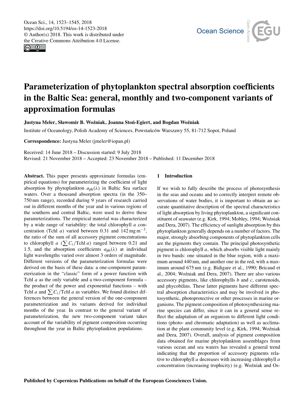 Parameterization of Phytoplankton Spectral Absorption Coefficients In