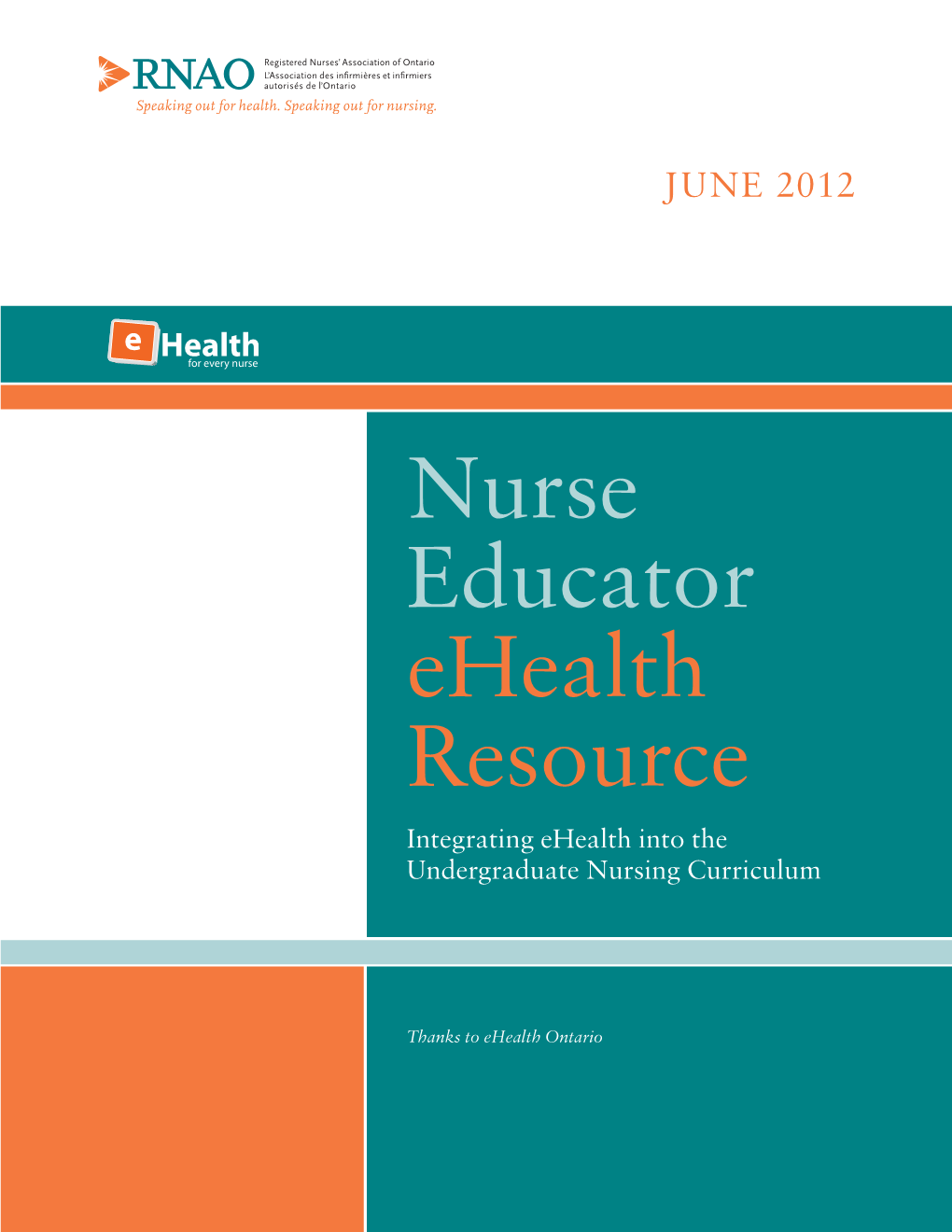 Nurse Educator Ehealth Resource Integrating Ehealth Into the Undergraduate Nursing Curriculum