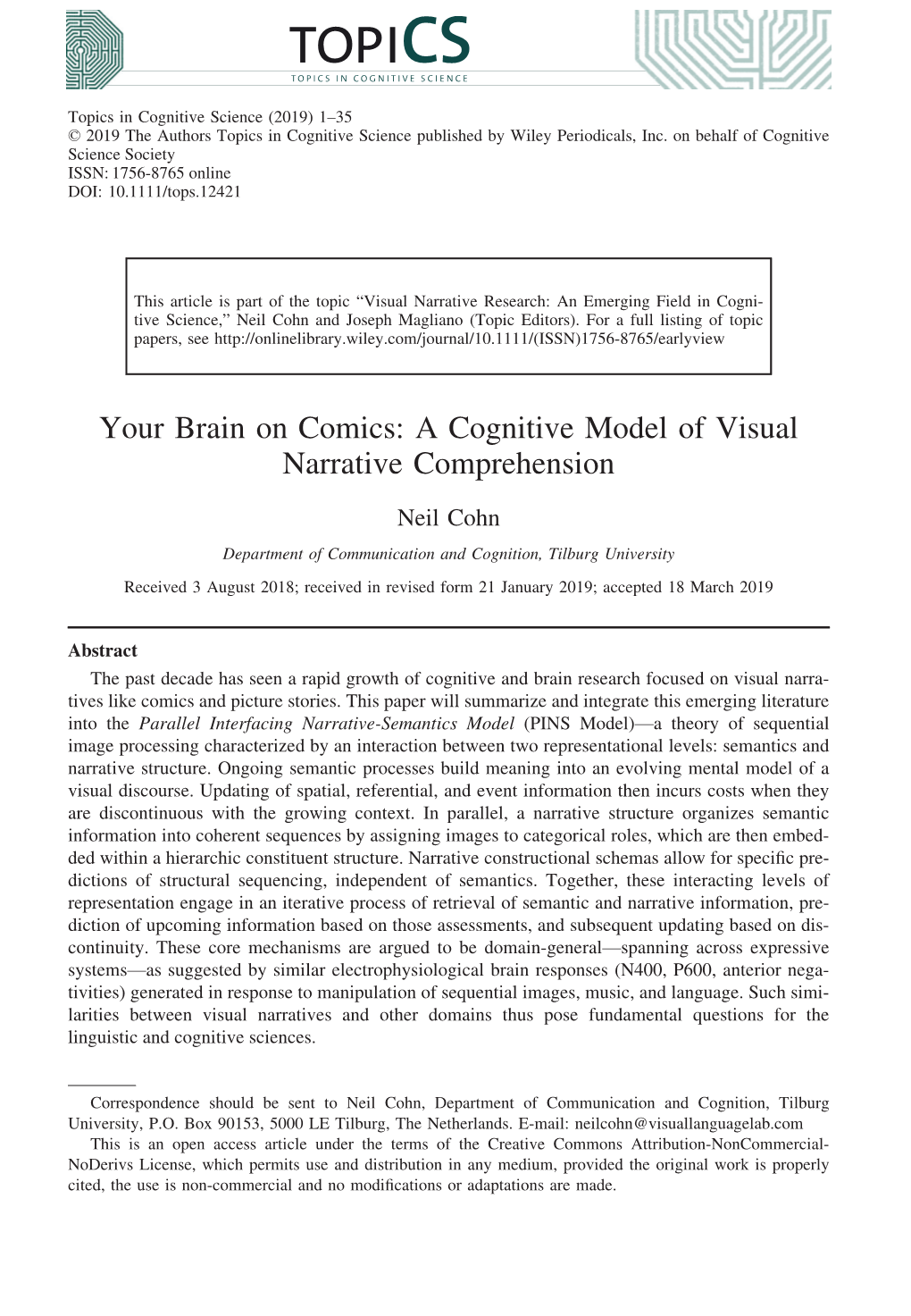 A Cognitive Model of Visual Narrative Comprehension