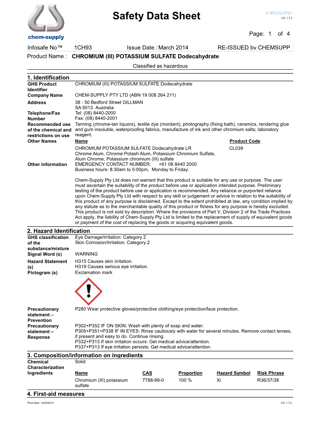 Safety Data Sheet CS: 1.7.2