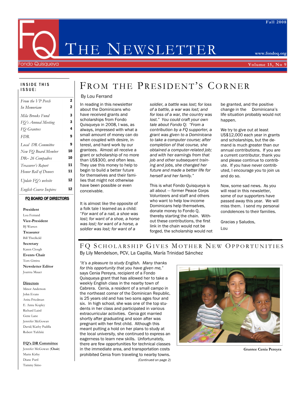 THE NEWSLETTER Volume 15, No 9