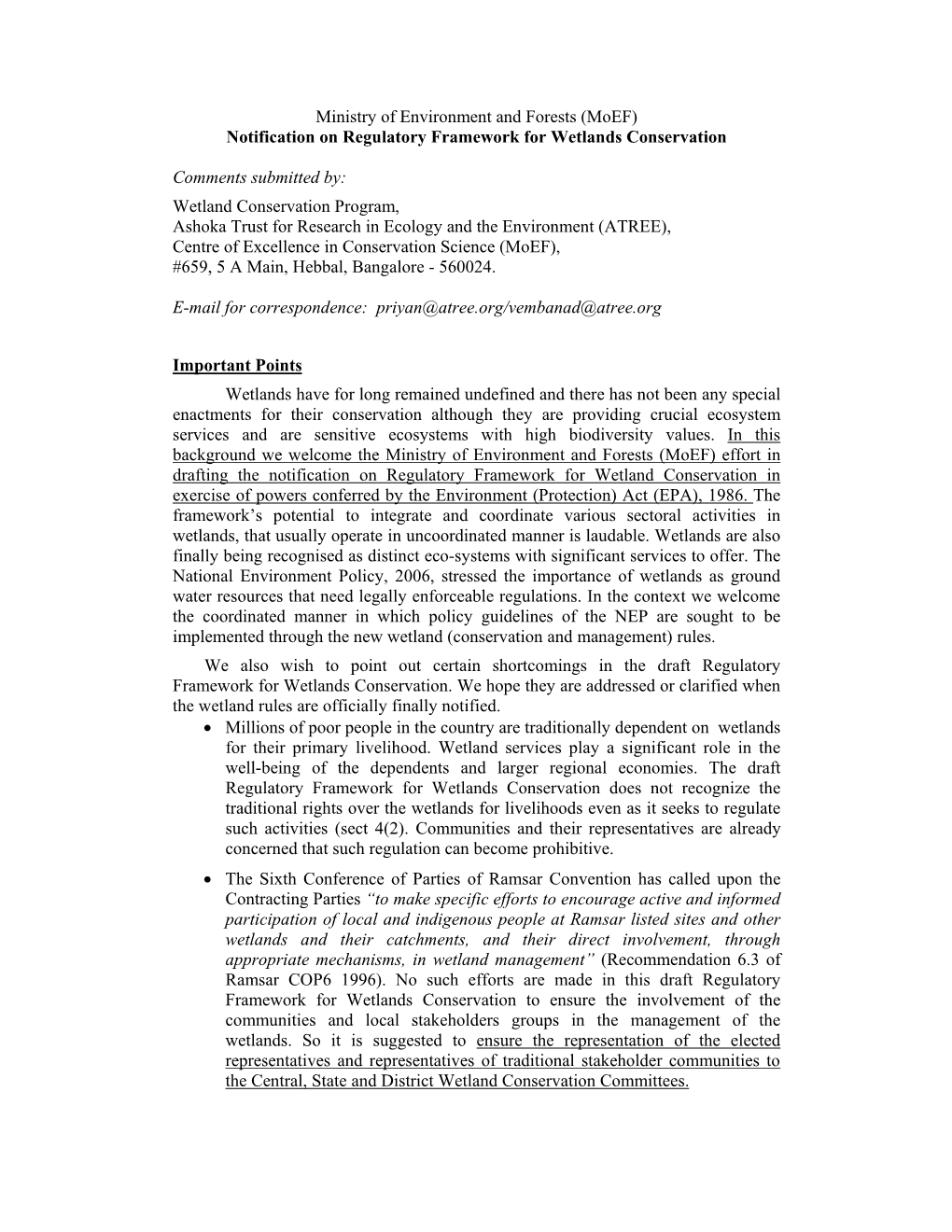 (Moef) Notification on Regulatory Framework for Wetlands Conservation