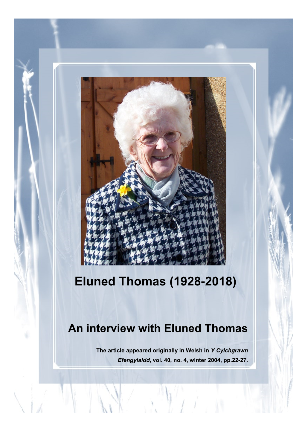 Eluned Thomas (1928-2018)
