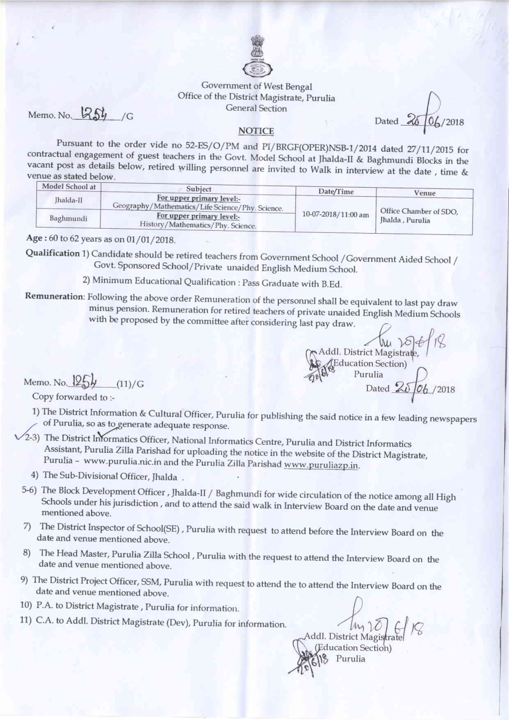 Purulia Zilla Parishad for Uploading the Notice in the Website of the District Magistrate, Purulia - and Thepurtthizitlaparishacl