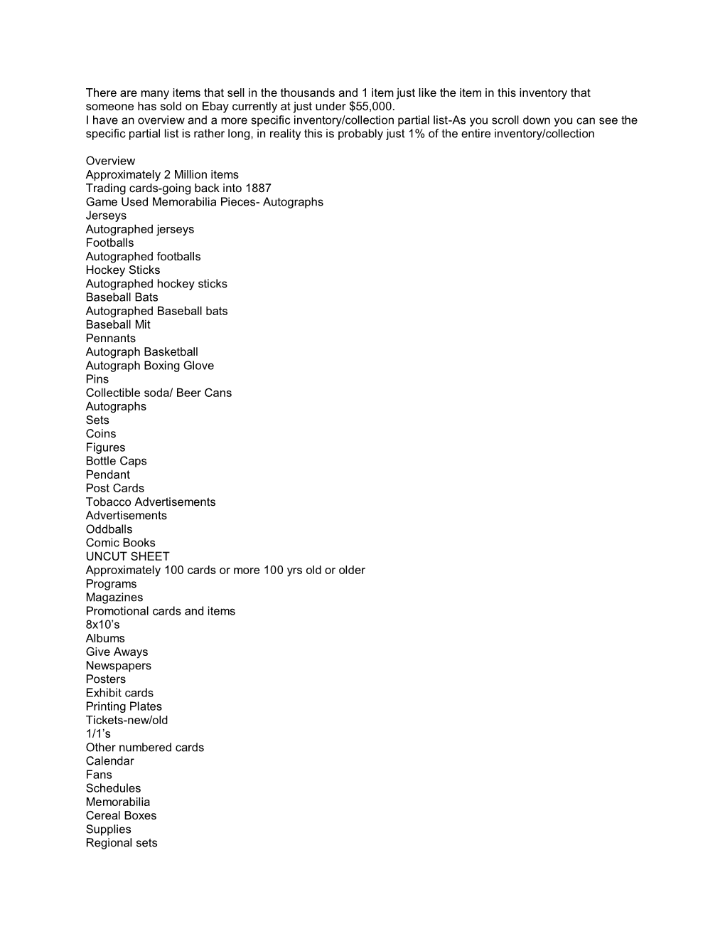 There Are Many Items That Sell in the Thousands and 1 Item Just Like the Item in This Inventory That Someone Has Sold on Ebay Currently at Just Under $55,000