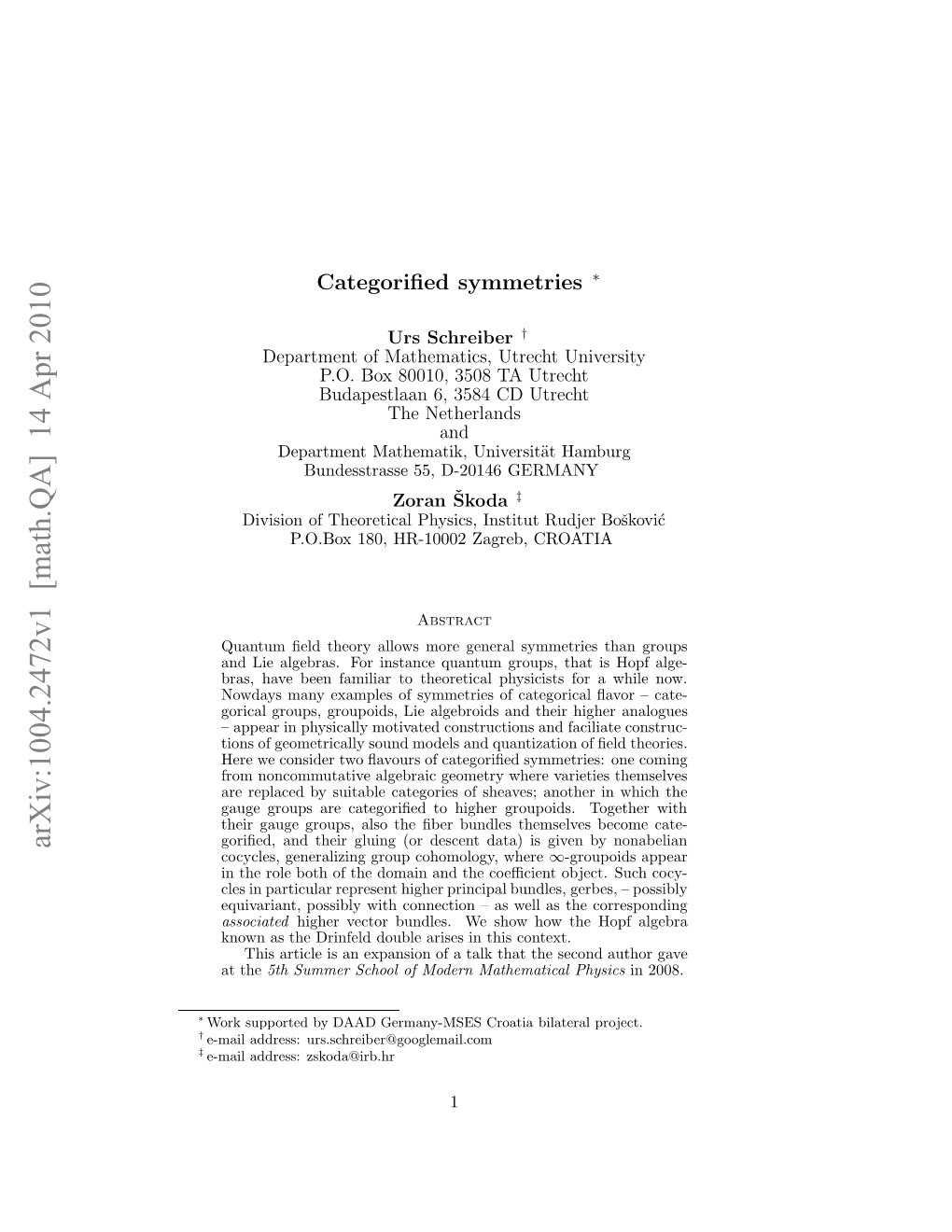 Categorified Symmetries