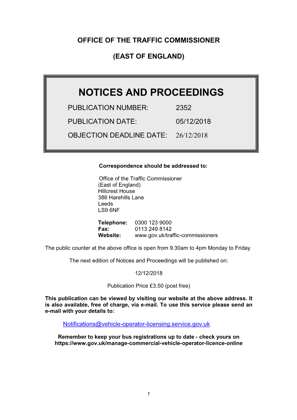 Notices and Proceedings for the East of England