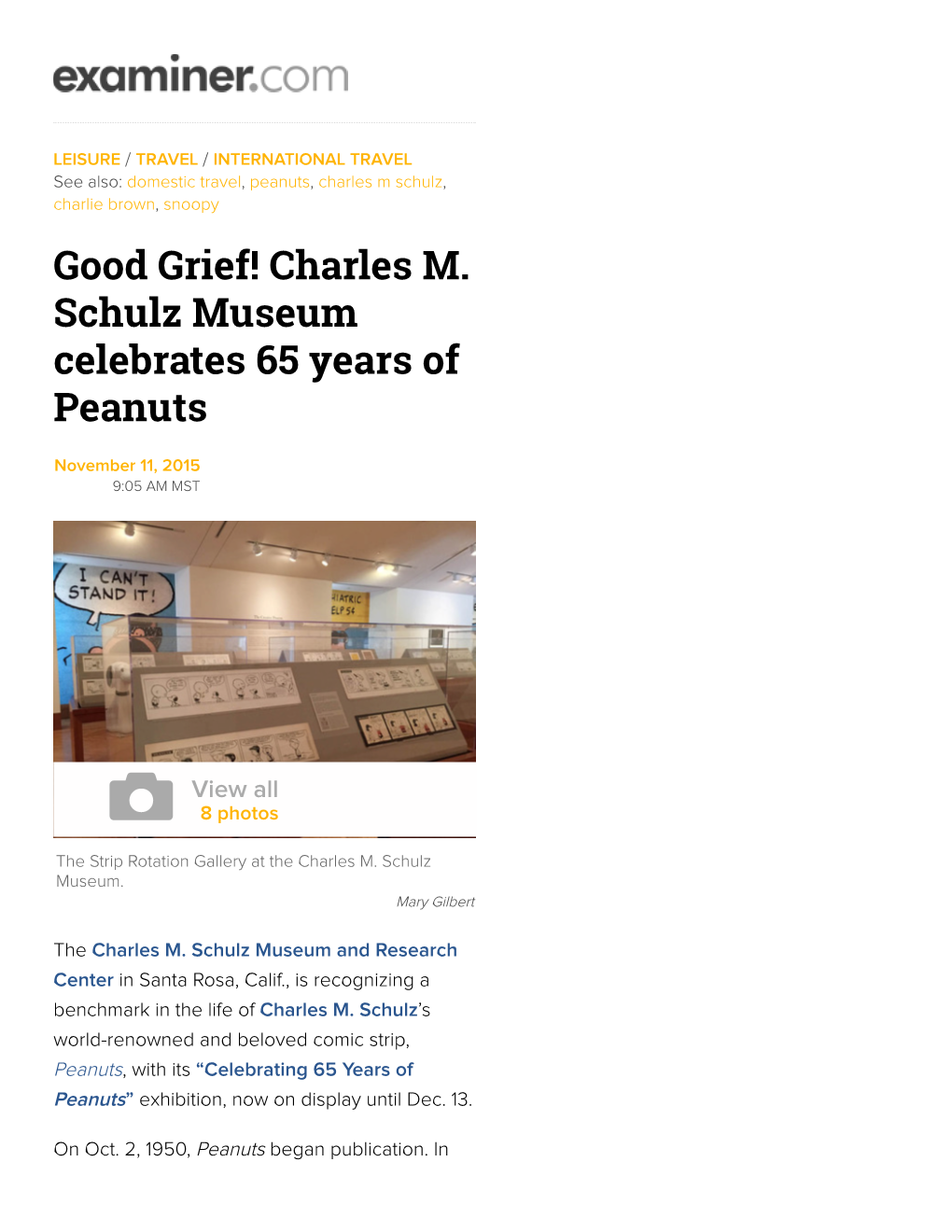 Good Grief! Charles M. Schulz Museum Celebrates 65 Years of Peanuts