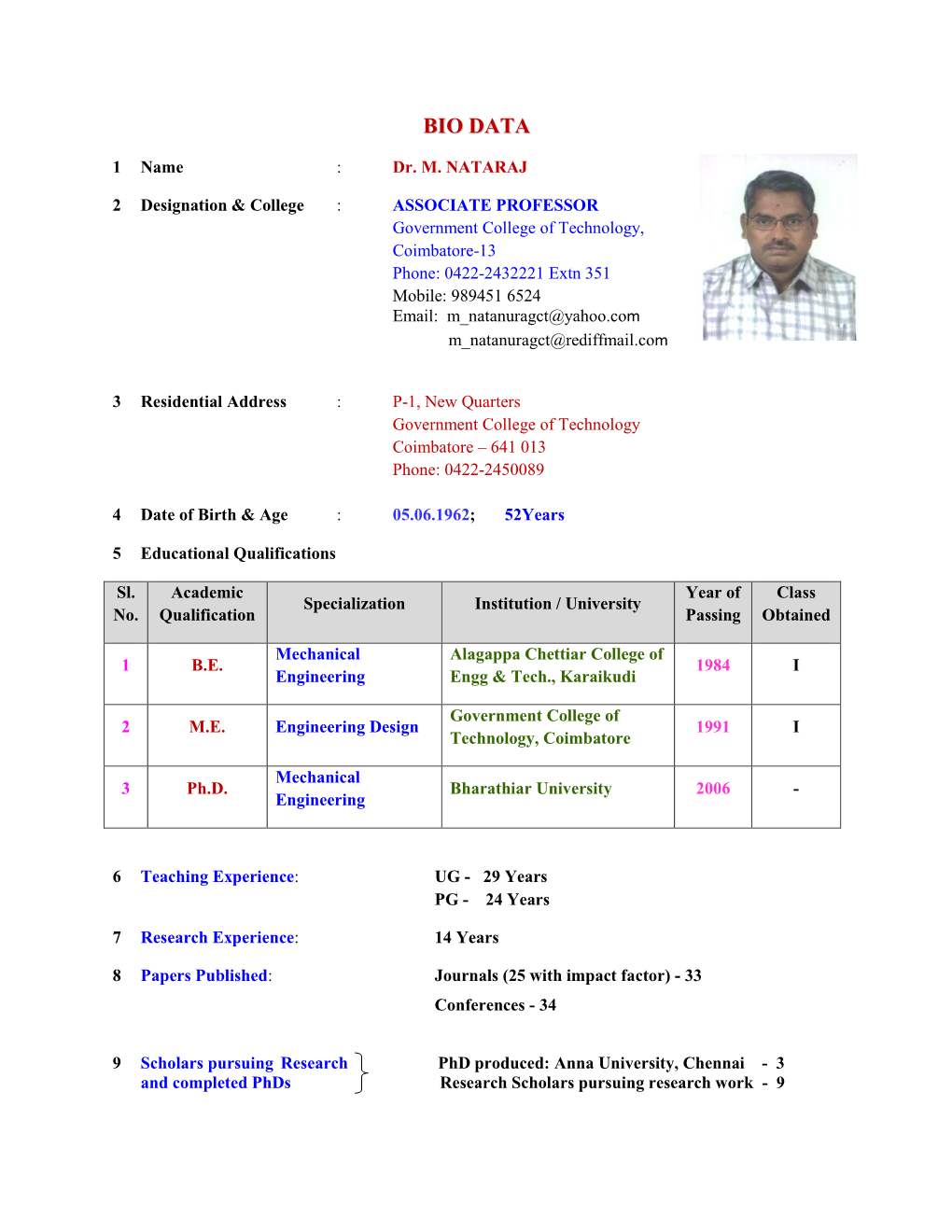 6861Bio Data of Dr.M.Nataraj.Pdf